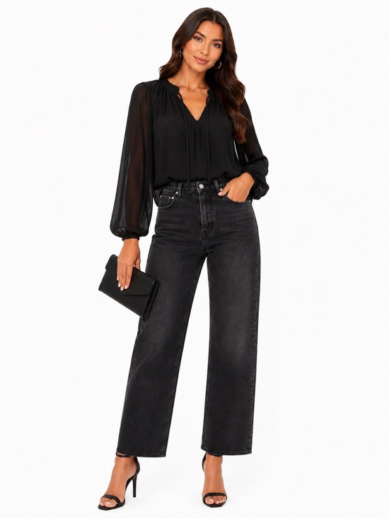 Citizens Of Humanity Denim - Citizens Of Humanity Black Mini Barrel Wide Leg Jeans